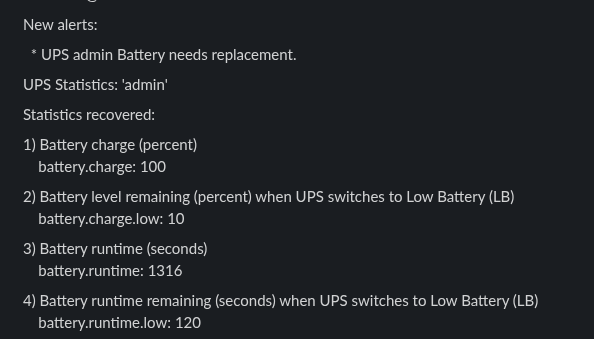 APC UPS Battery Warning