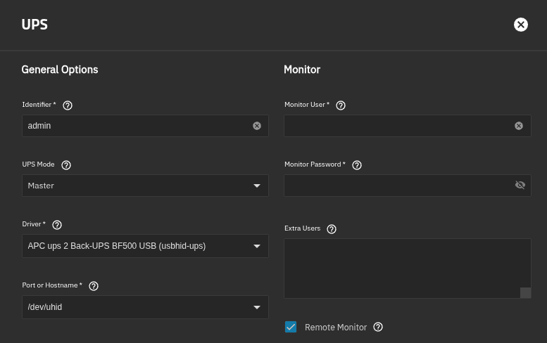 APC UPS Battery Configuration in Truenas